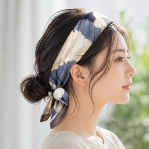 スカーフをヘアバンドとして使うアレンジ